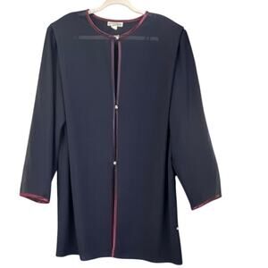 After Dark Womens 18 Dark Navy Sheer Dress Cardigan Crystal Accent Party NEW